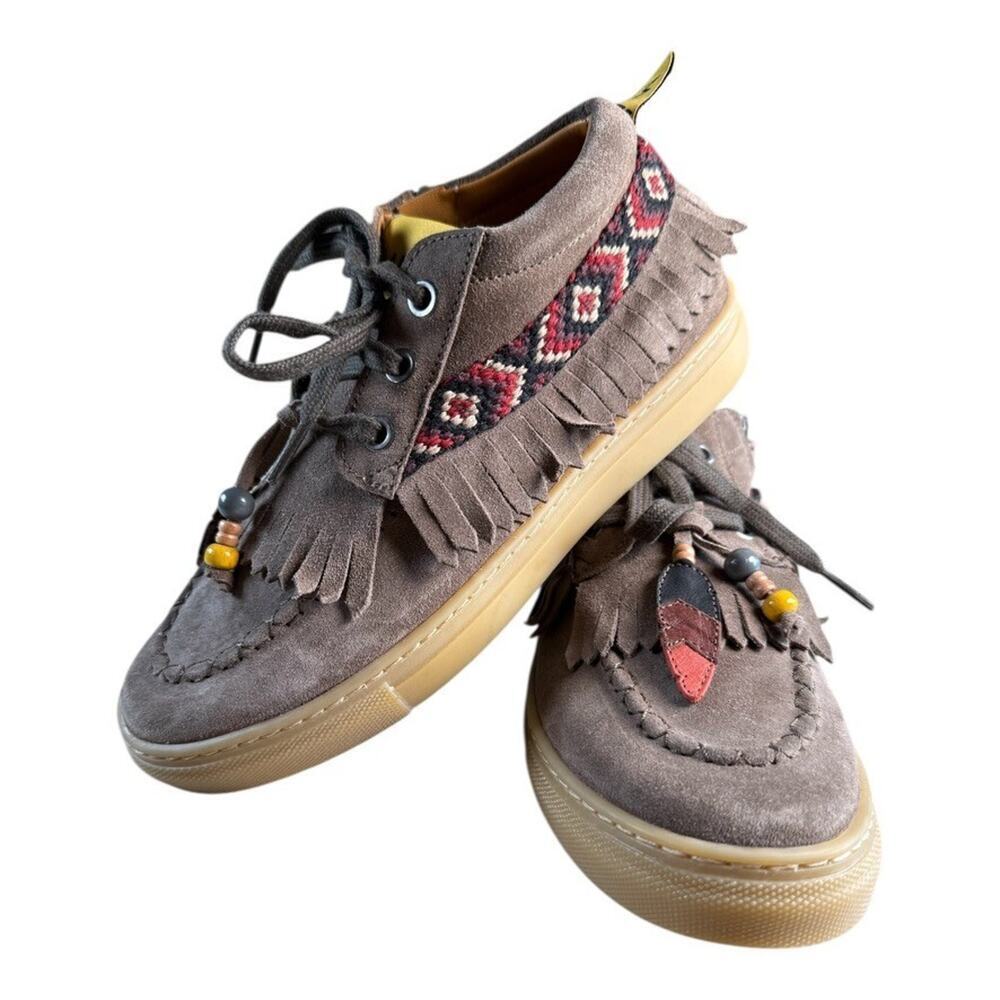MAÁ Kids Suede Moccasin Sneakers Fringe Beaded Leather Shoes Size 36 / US 4–4.5 - Picture 3 of 14
